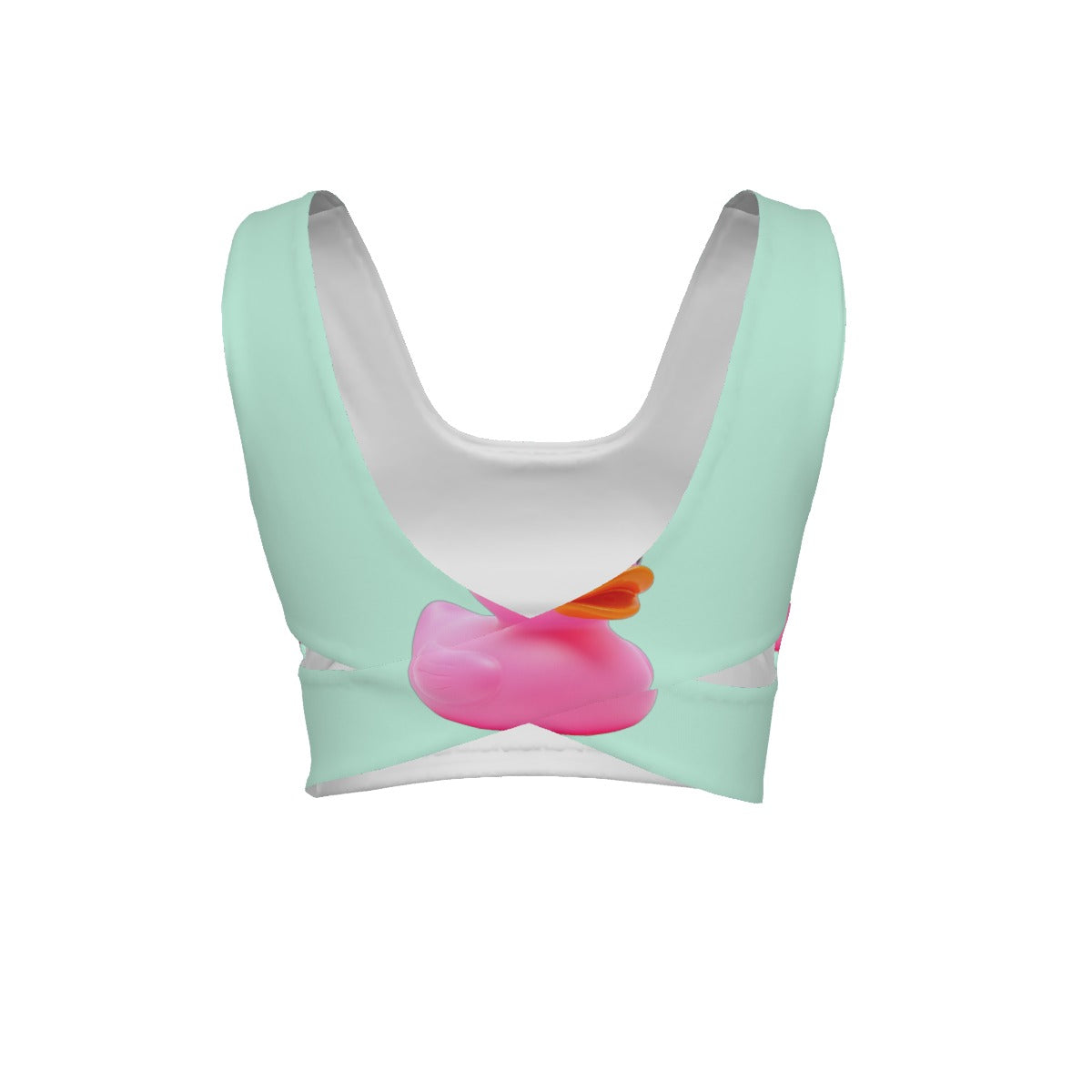Women's Cross-Back Crop Top in Pink Rubber Duck