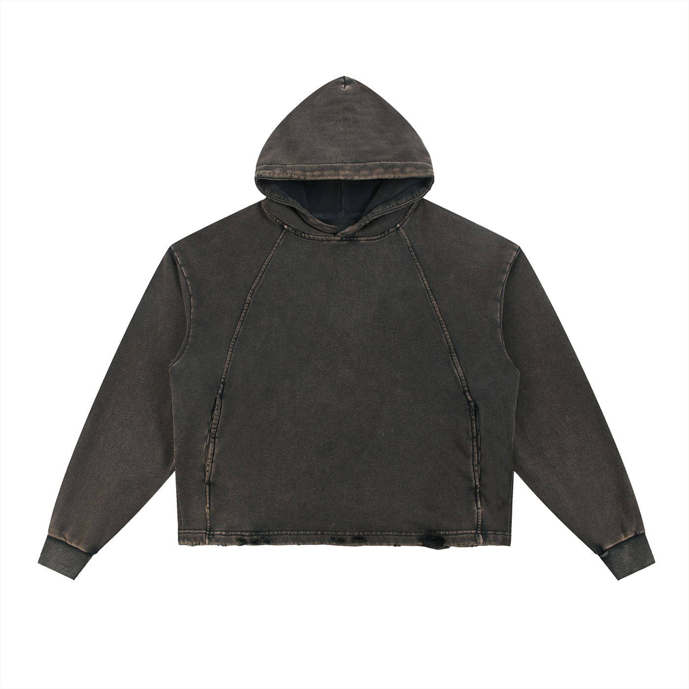 Acid Driip Core Vintage Washed Frayed-Hem Hoodie