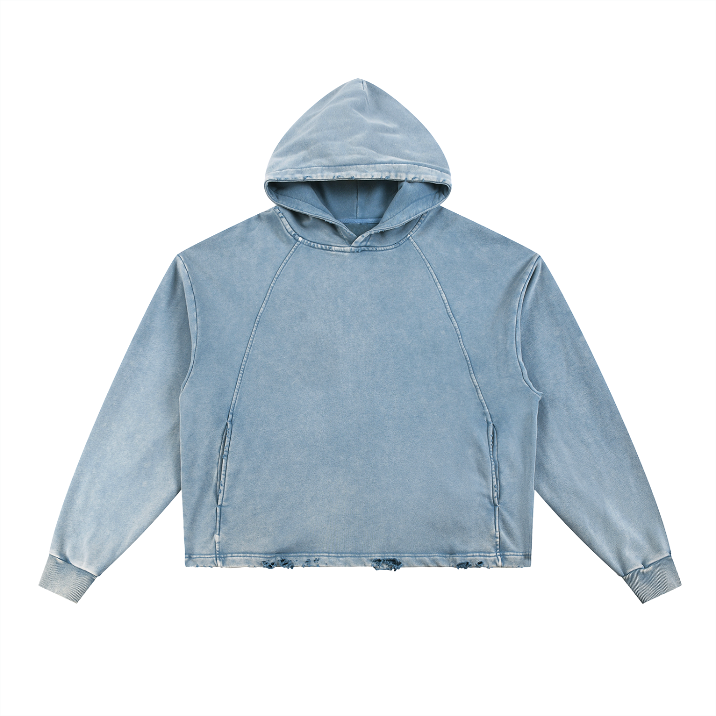 Acid Driip Core Vintage Washed Frayed-Hem Hoodie